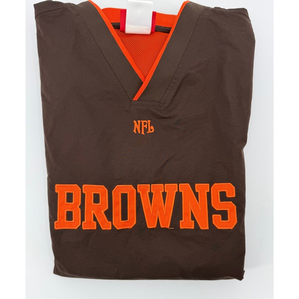 NFL Cleveland Browns V-Neck‎ Pullover Windbreaker Jacket Brown Orange Mens Large